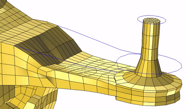 Animation of a shape optimization of an automotive steering knuckle.