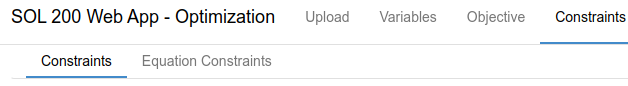 Secondary navigation bar for the constraints section