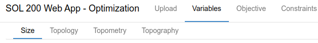 Secondary navigation bar for the variables section